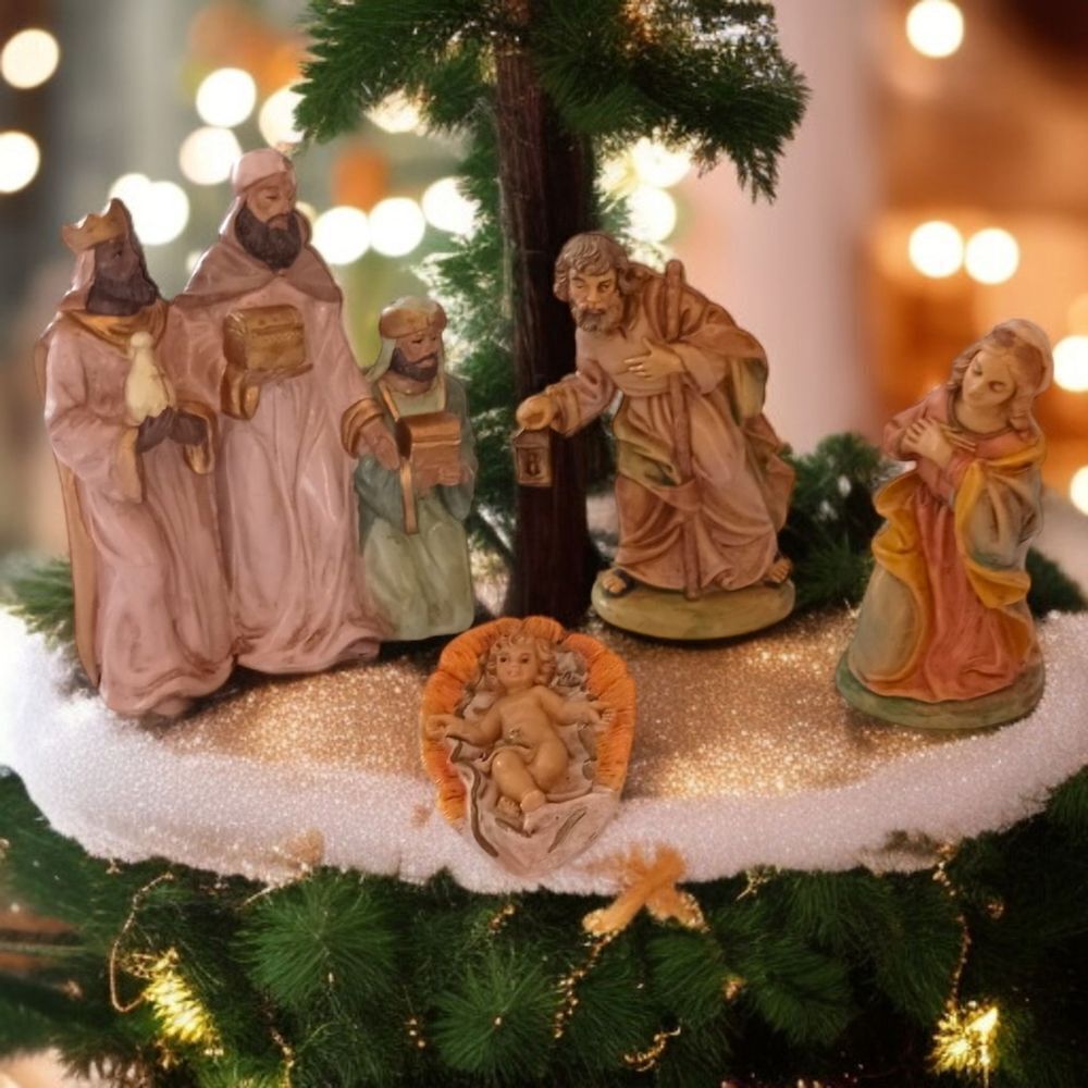 4 Vintage Italy Nativity Figures Wisemen Mary Joseph Jesus Old World Style MCM.